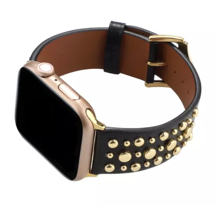 Apple Watch Band Leather With Rivets Quality Plus Watchbands