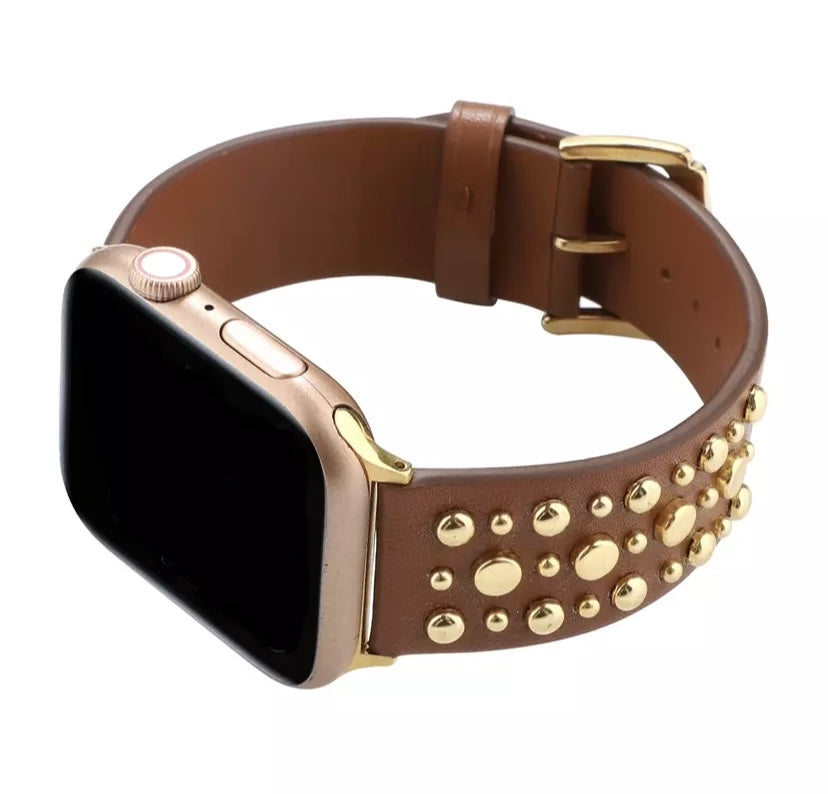 Apple Watch Band Leather With Rivets Quality Plus Watchbands