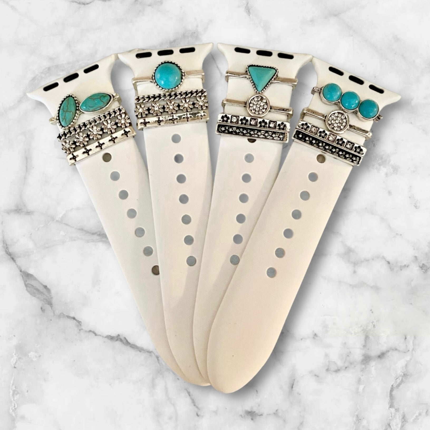 Apple Watch Band Accessories-Turquoise Silver Decorative Charms