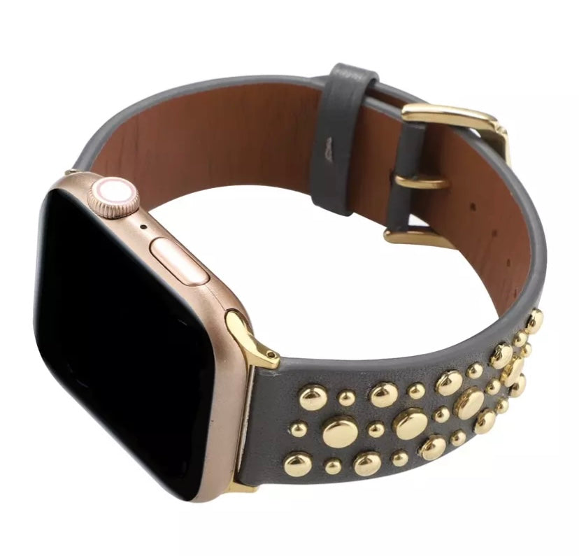 Apple Watch Band Leather With Rivets Quality Plus Watchbands