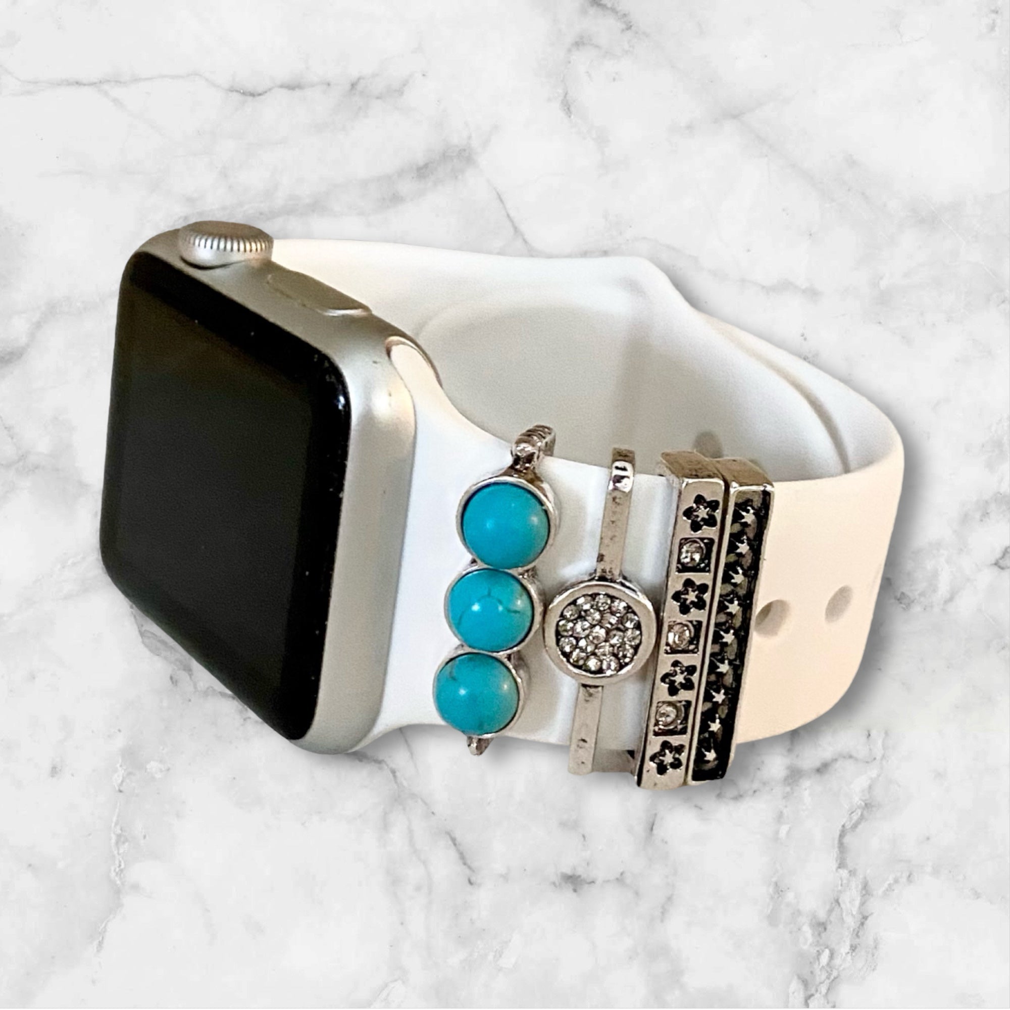 Apple Watch Band Accessories-Turquoise Silver Decorative Charms