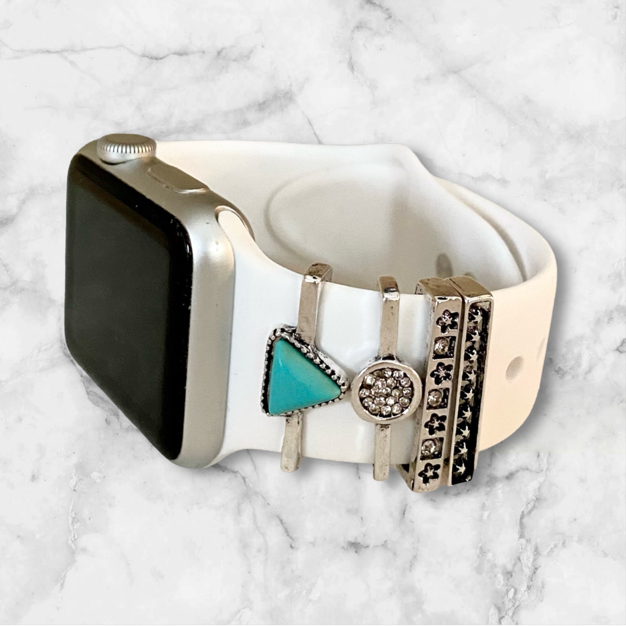 Apple Watch Band Accessories-Turquoise Silver Decorative