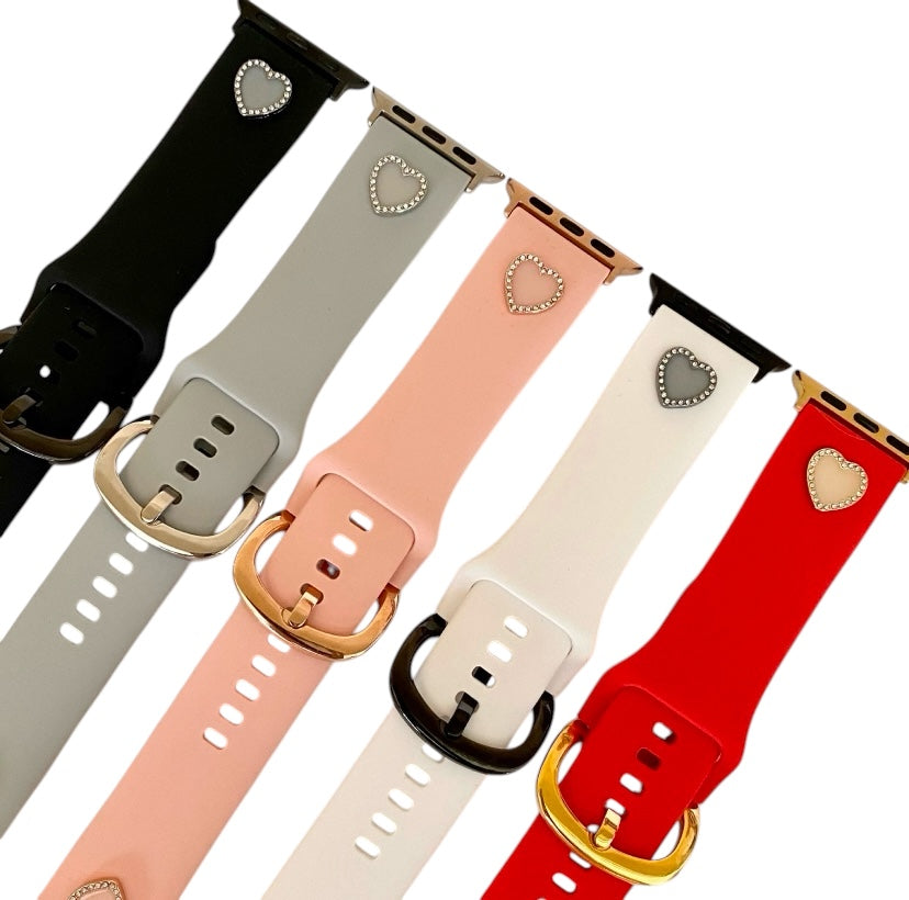 Apple Watch Band Heart Charm Silicone Watchband