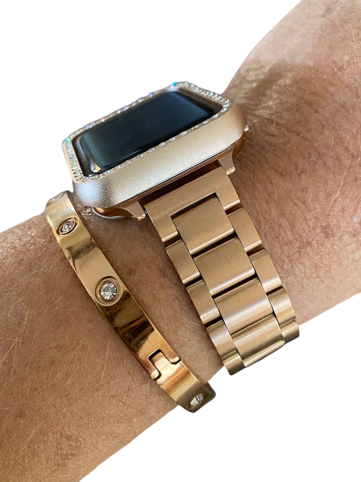 Apple Watch Band 3 Link Stainless Watchband 16-18-20-22MM 38/40/41MM 42/44/45/49MM 42MM/46MM Series 10 Silver-Gold-Black-Rose Gold with Resize Tool