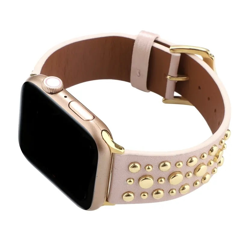 Apple Watch Band Leather With Rivets Quality Plus Watchbands