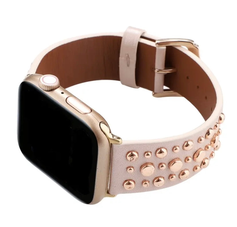 Apple Watch Band Leather With Rivets Quality Plus Watchbands