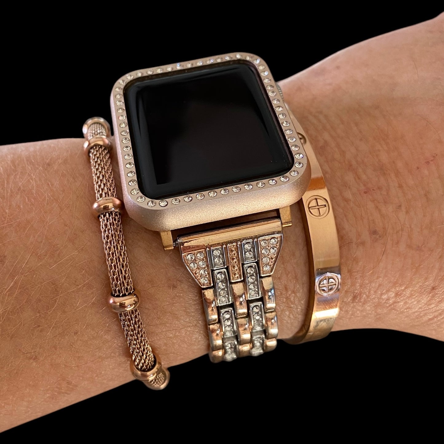 Stackable Rose Gold Bling Apple Watch Bands For all Sizes and Series Apple Watches