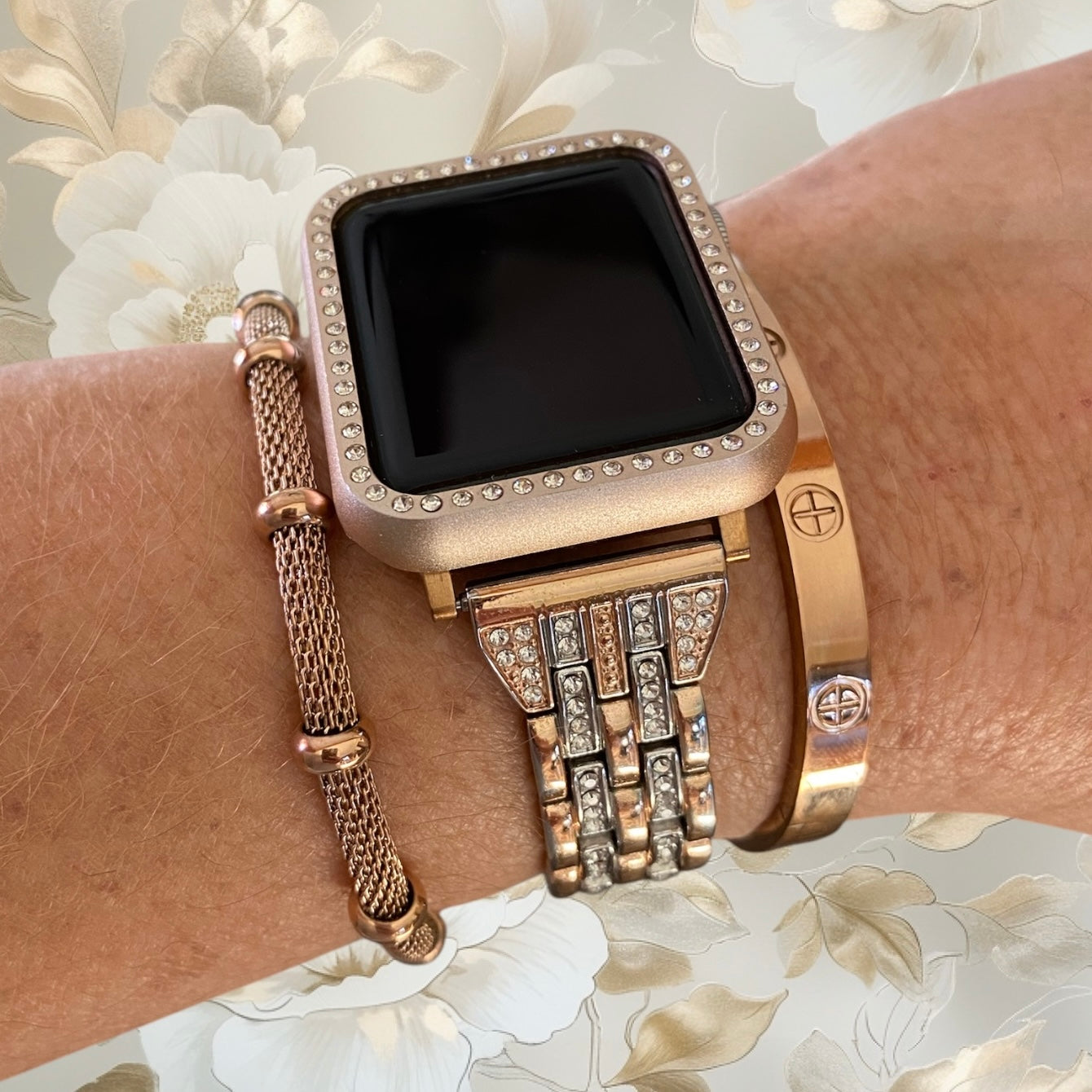 Stackable Rose Gold Bling Apple Watch Bands For all Sizes and Series Apple Watches