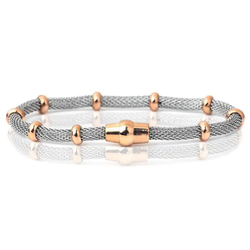 Stackable Rose Gold-Silver Bling Apple Watch Bands For all Sizes and Series Apple Watches With Silver-Rose Gold Bracelet