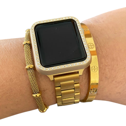 Stackable Gold Stainless Apple Watch Bands For all Sizes and Series Apple Watches With  Gold Bracelets