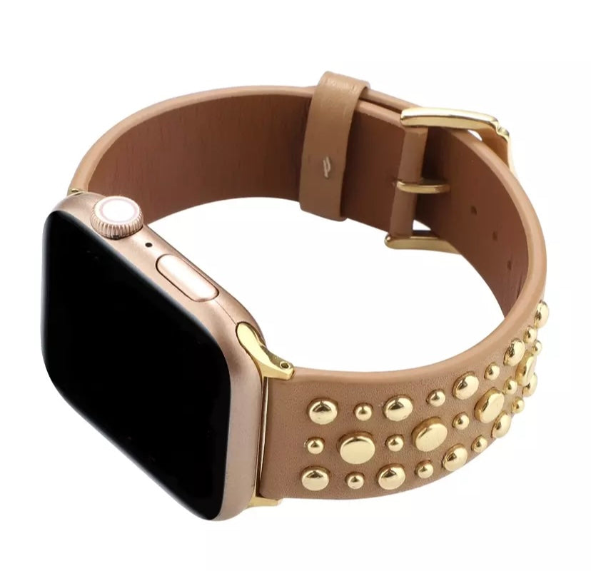 Apple Watch Band Leather With Rivets Quality Plus Watchbands