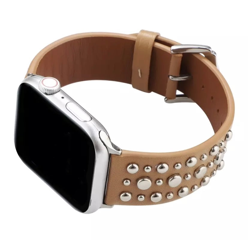 Apple Watch Band Leather With Rivets Quality Plus Watchbands