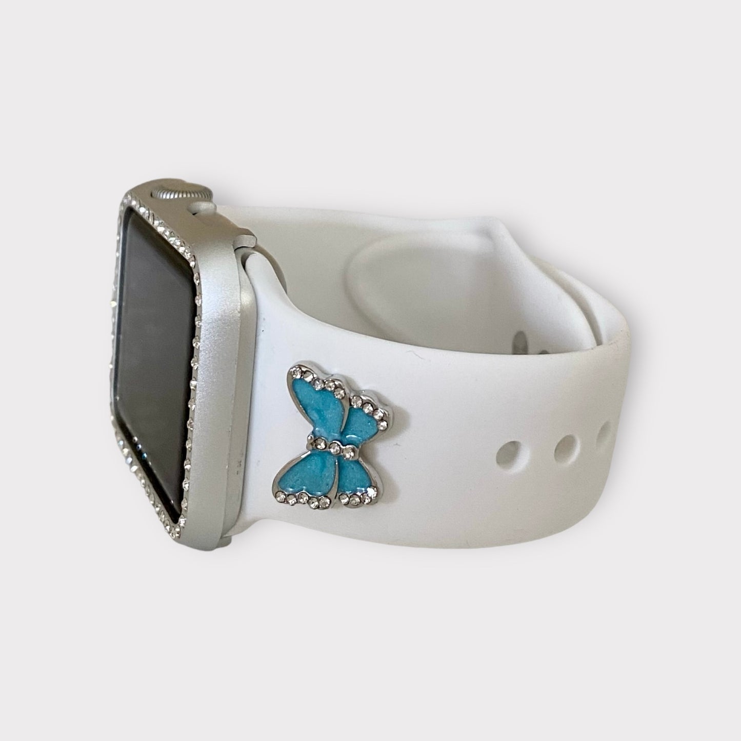 Apple Watch Turquoise Butterfly Charms Silicone Watchband Set Quality Plus Watchbands