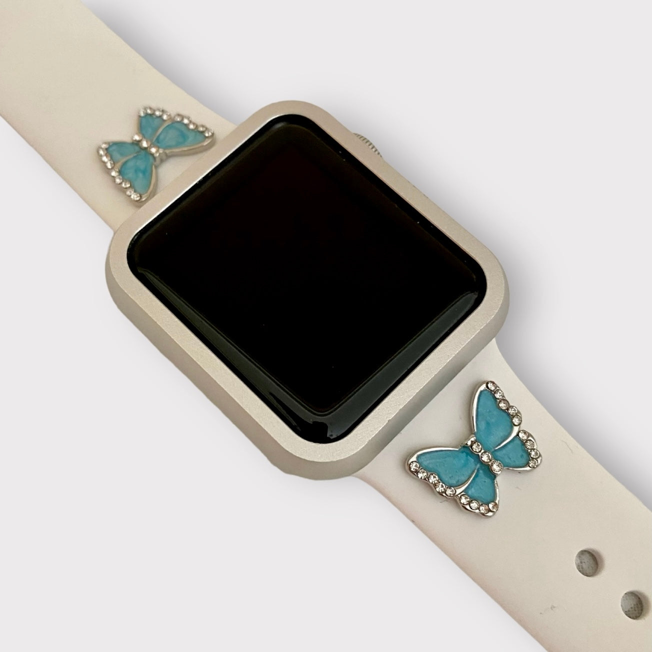 Apple Watch Turquoise Butterfly Charms Silicone Watchband Set Quality Plus Watchbands