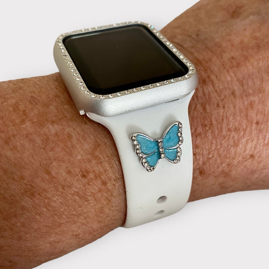 Apple Watch Turquoise Butterfly Charms Silicone Watchband Set Quality Plus Watchbands