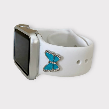 Apple Watch Turquoise Butterfly Charms Silicone Watchband Set Quality Plus Watchbands